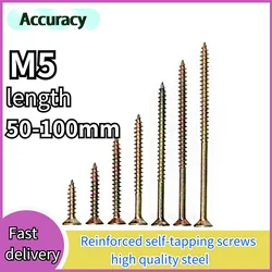 M5 Screws Phillips Countersunk Head Quick Tooth Self-tapping Screw Flat Head Screw Color Zinc Pointed Dry Wall Screws