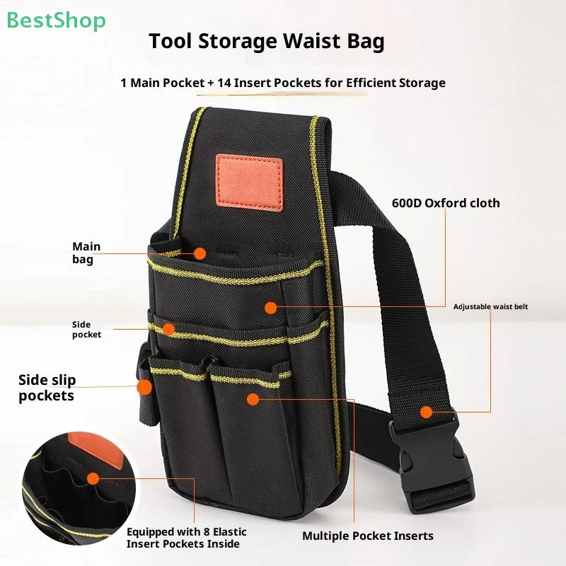 ชุดเครื่องมือช่างไฟฟ้าแบบหลายชั้นใหม่ กระเป๋าคาดเอวใส่เครื่องมือแบบปรับได้ หนาขึ้น ทนทานต่อการสึกหรอ กระเป๋าใส่เครื่องมือช่าง