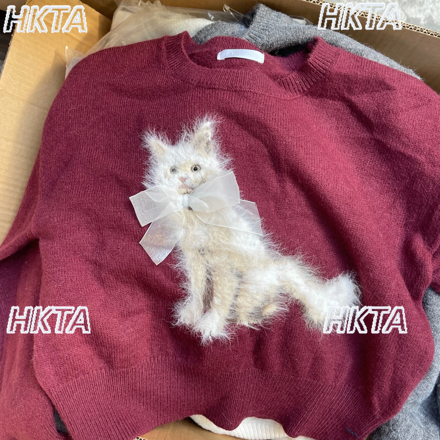 

Japanese Style Cute Cartoon 3D Bow Long Sleeve Knitted Top Sweater Autumn Winter New Loose Casual Girl Lolita Sweaters Women