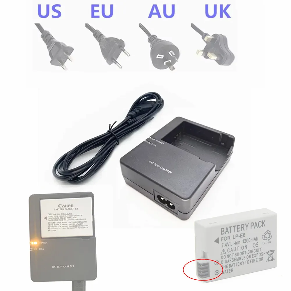LP-E8 Camera Battery Charger replace LC-E8C for Canon EOS 700D 650D 600D 550D Rebel T2i T3i T4i T5i Kiss X4 X5 X6i X7 LPE8