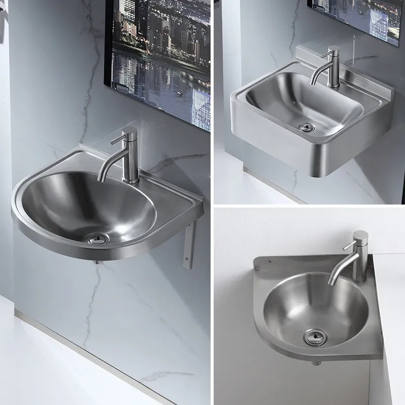 

304 stainless steel wall-mounted sink single slot wash basin simple corner triangular basin kitchen vegetable basin dishwasher s