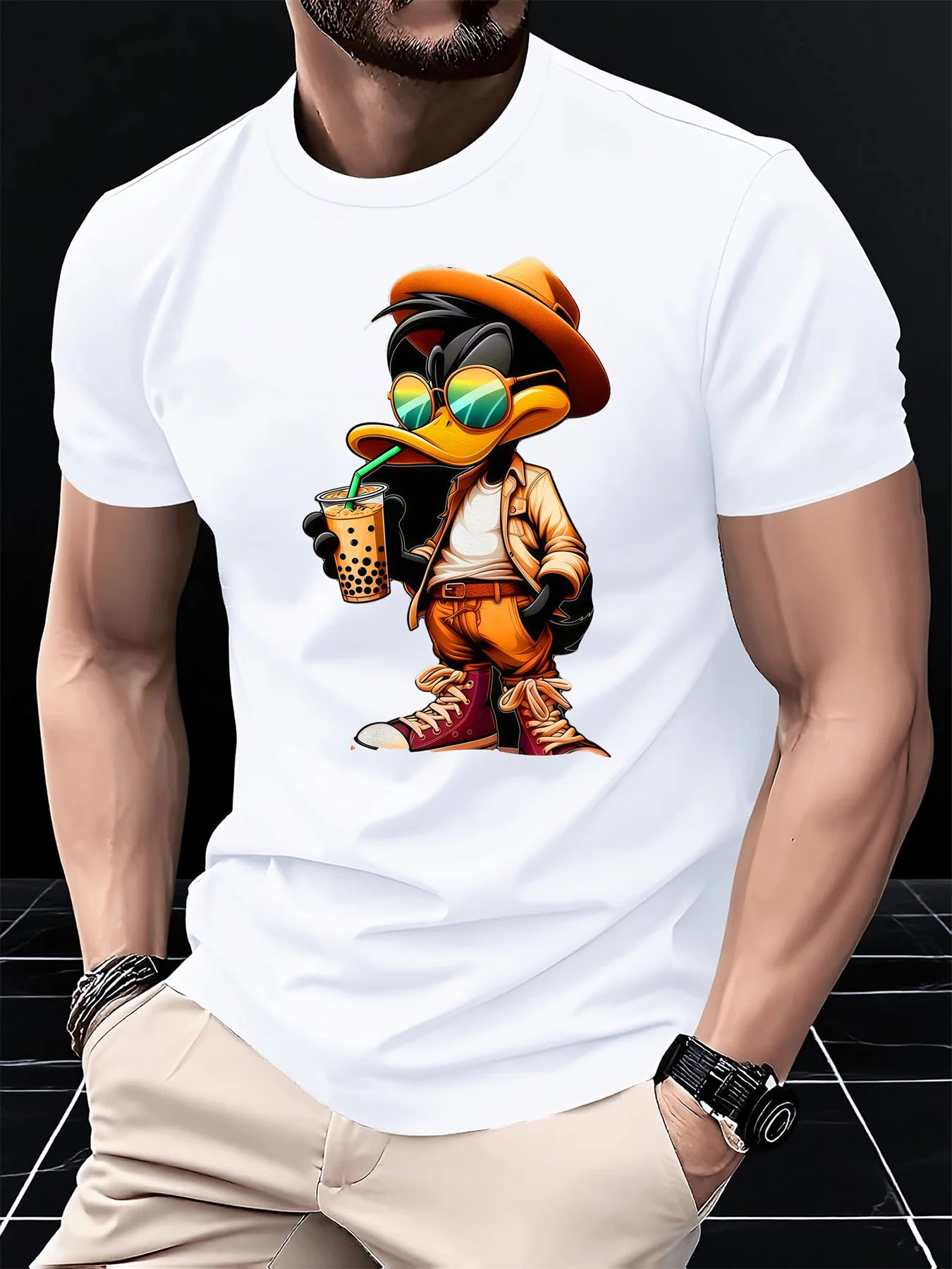 100% Pure Cotton Men's Loose T-Shirt Breathable Short-Sleeved Round Neck Minimalist Solid Color Multi-Color Optional