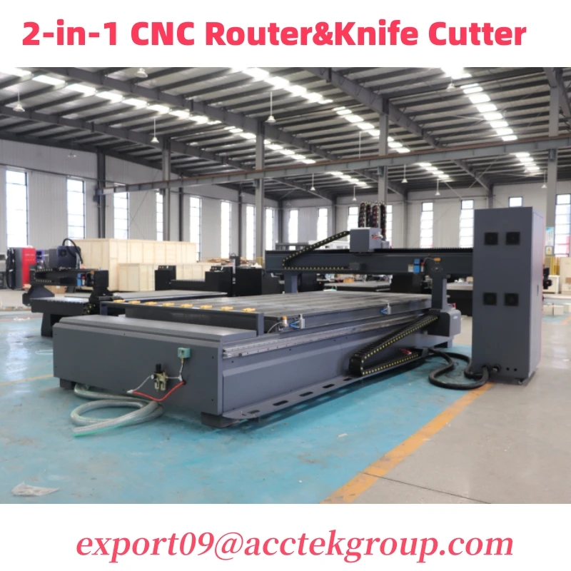 2-in-1 ATC CNC راوتر للخشب الرقائقي الألومنيوم تتأرجح سكين القاطع للمطاط الاكريليك الألياف الكرتون مجلس 3015 1325 آلة