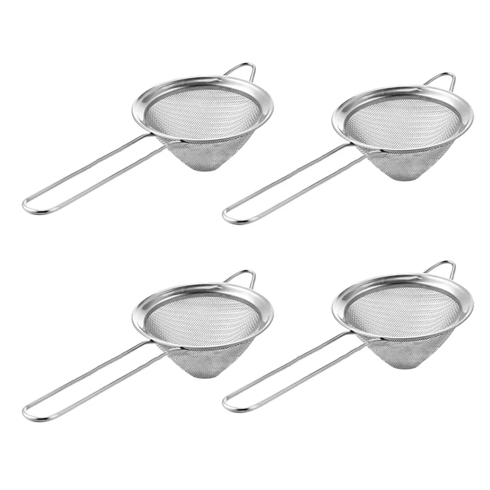 

4pcs Stainless Steel Fine Mesh Sieve 8.5Cm Conical Tea Strainer For Kitchen Food Strainers Cocktail Hot Oil Water Separation