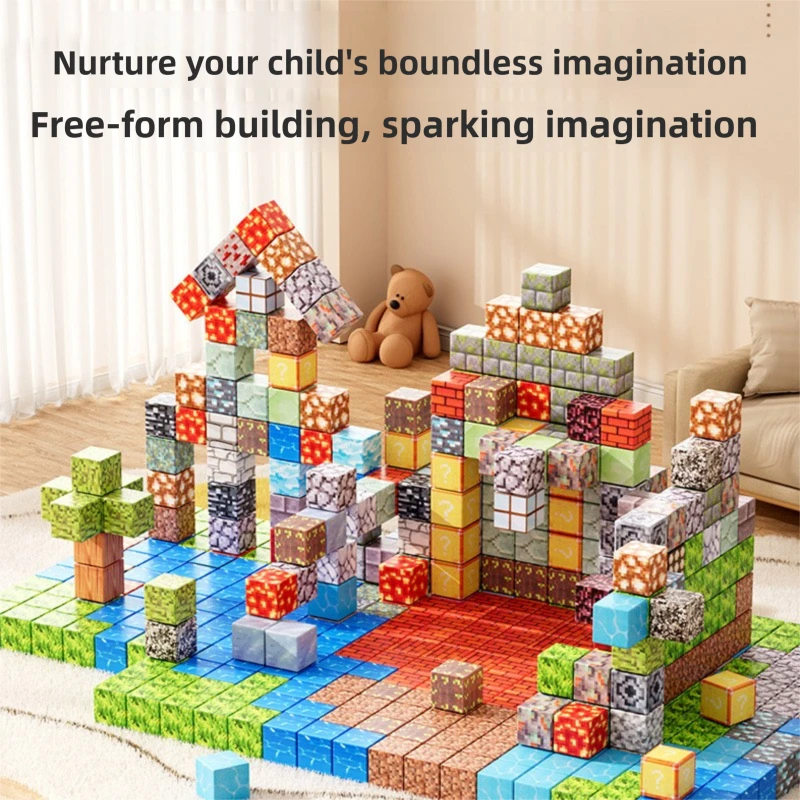 20-300pcs Magnetic Building Blocks Stacking Magnet Cube DIY Model Construction Set STEM Magnet Toys for Children Boys Girls Gift