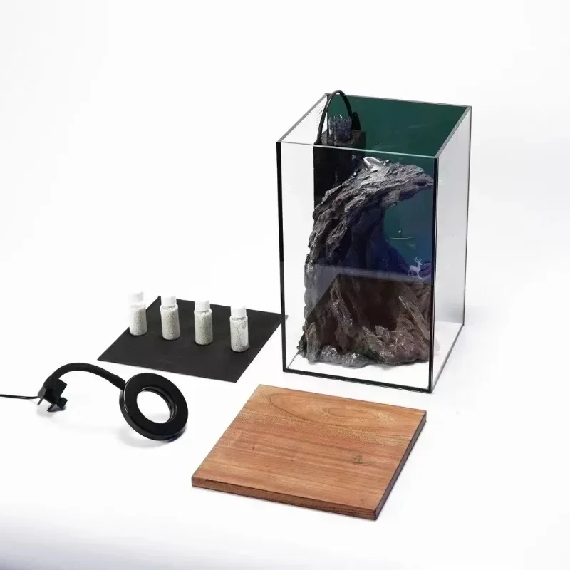

Quicksand waterfall aquarium, small fish tank, aquatic plant building block skeleton landscaping, rockery landscape,