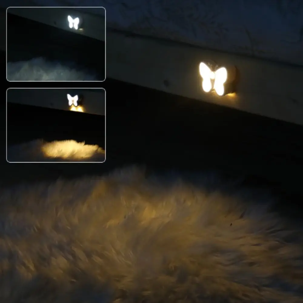 Dual Color Temperature Adjustment Butterfly Motion Sensor Night Light USB Charging Motion Sensor Rechargeable Night Lamp