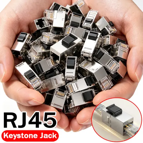 1-10PCS Cat7/Cat6a/Cat6/Cat5e Shielded Keystone Coupler 10Gbps High-Speed RJ45 Keystone Jack Ethernet Cable Expansion Adapter
