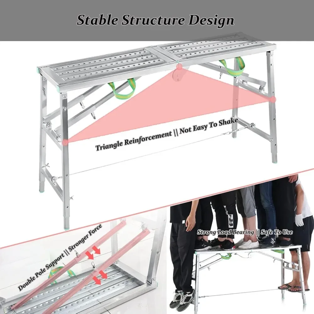 Scaffolding Equipment, Step Ladders, Portable Multipurpose Folding Scaffolding Work Platform Scaffold Tower Ladder Stool Bench