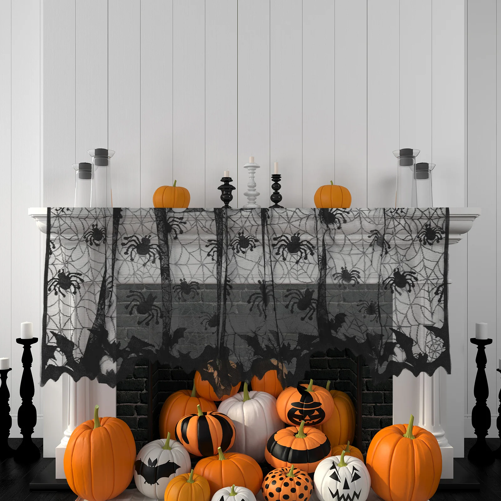 

5 шт., абажур для Хэллоуина, кружевной топпер с паутиной, лента, подвесной декоративный светильник, 20x60 дюймов для вечеринки, атмосфера