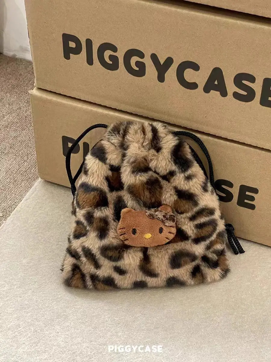 헬로키티 레오파드 숄더 수납 가방, 산리오 애니메이션 지갑, 만화 지갑, 사첼 메이크업 케이스, 캐주얼 핸드백 토트 배낭 선물