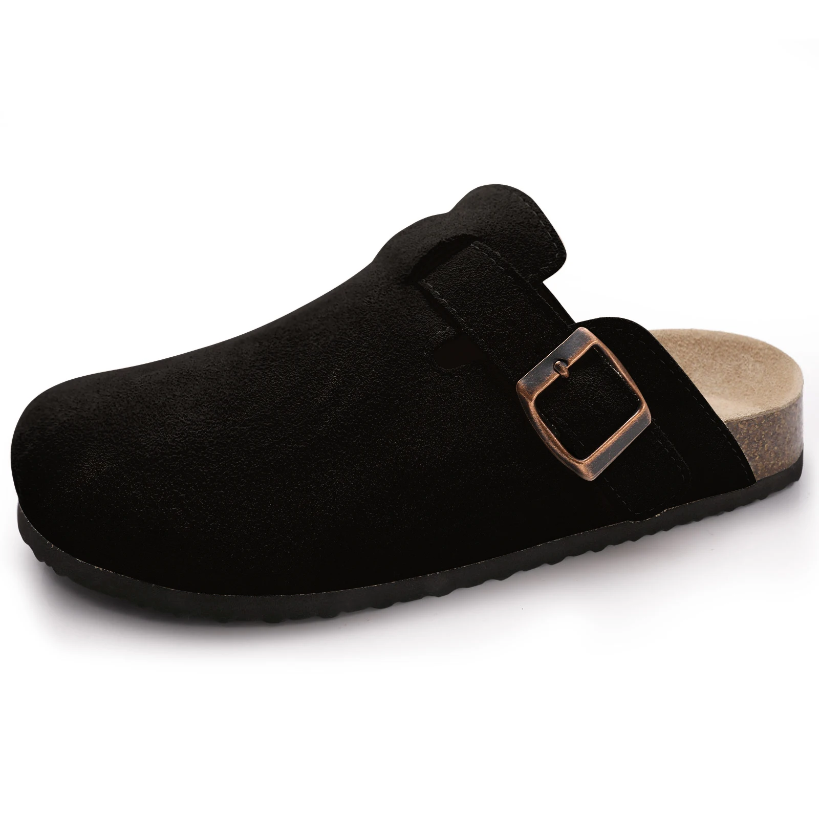 Goosecret Summer Slippers Women Cork Footbed Clogs Comfort Leather Shoes With Arch Support Suede Men Sandals Cozy Home Slides