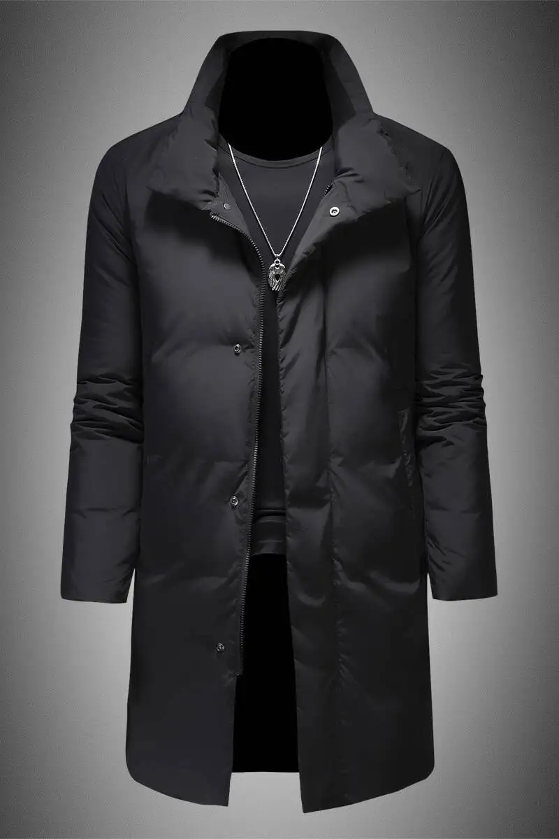 2025 Winter Clothes Duck Down Jacket Men Clothes Down Streetwear Thickened Warm Long Jacket Mens Black Outerwear Kurtka Zimowa