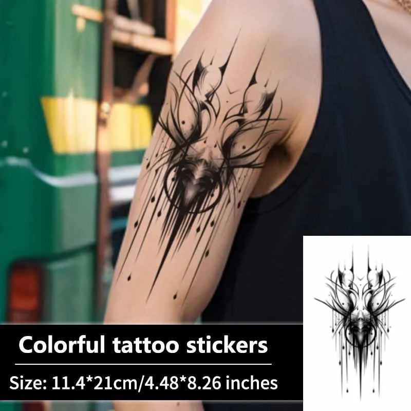 Cyberpunk Temporary Tattoos for Woman Man Arm Fake Tattoo Mechanical Dark Geometric Tattoo Stickers Waterproof Long Lasting