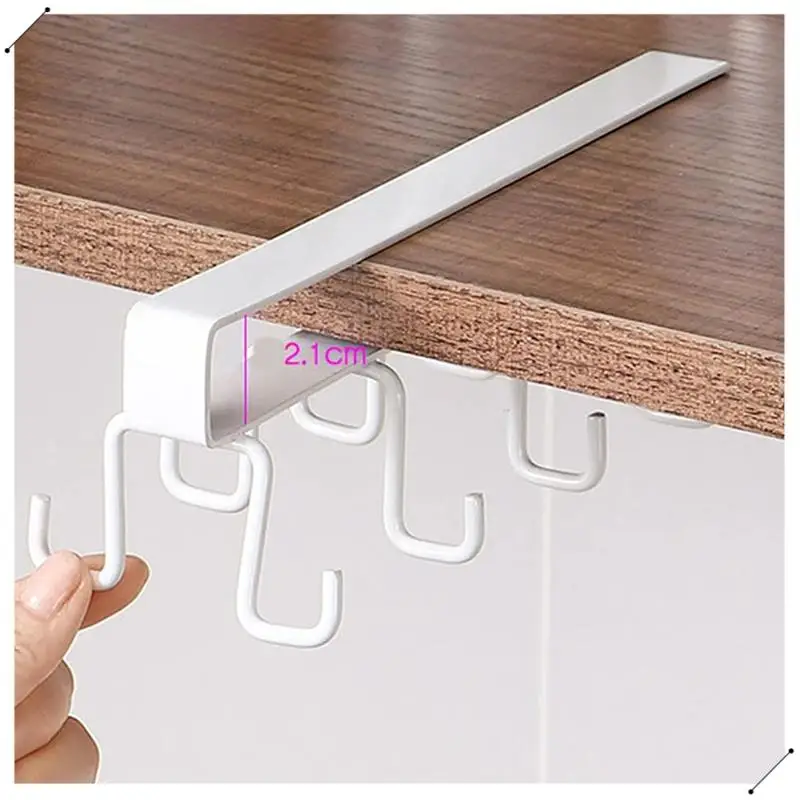 Hooks Under Shelf Cups Rack Drilling Coffee Cups Holder Kitchen Utensil Holder Hanging Hooks Rack For Kitchen Cabinet