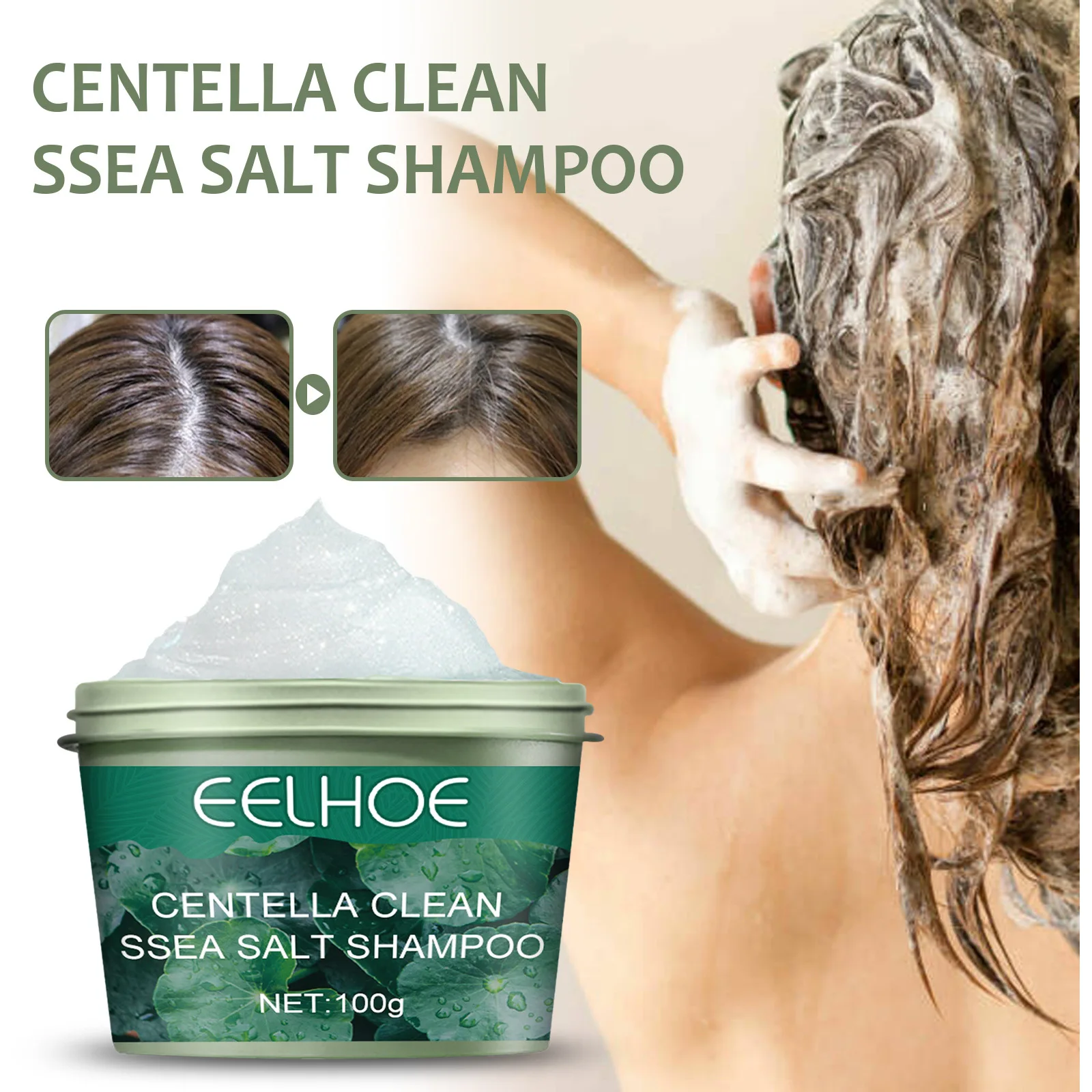 Centella Asiatica Sea Salt Shampoo Sea Salt Cleansing Shampoo Anti-Dandruff Anti-Itch Nourishing Scalp Treatment Moisturizing