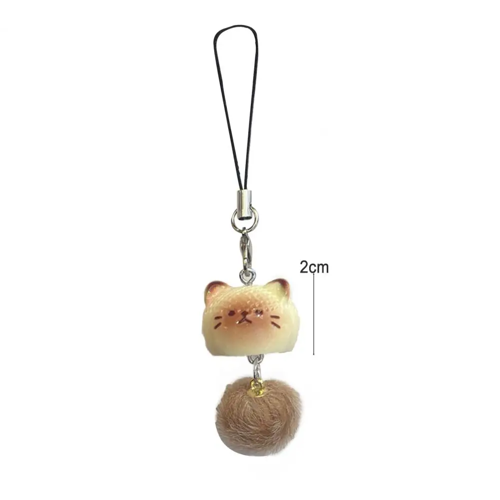 Key Accessory Resin Cat Keychain Pendant Plush Ball Phone Charm Fashion Accessory for Keys Bags Cell Phones Decor Holder