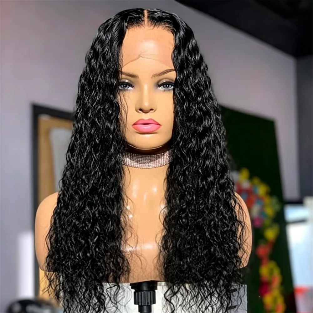 

Kinky Curly 180 Density Glueless 26“Long Soft Natual Black 13x4 Lace Front Wig For Black Women Synthetic Heat Resistant Daily
