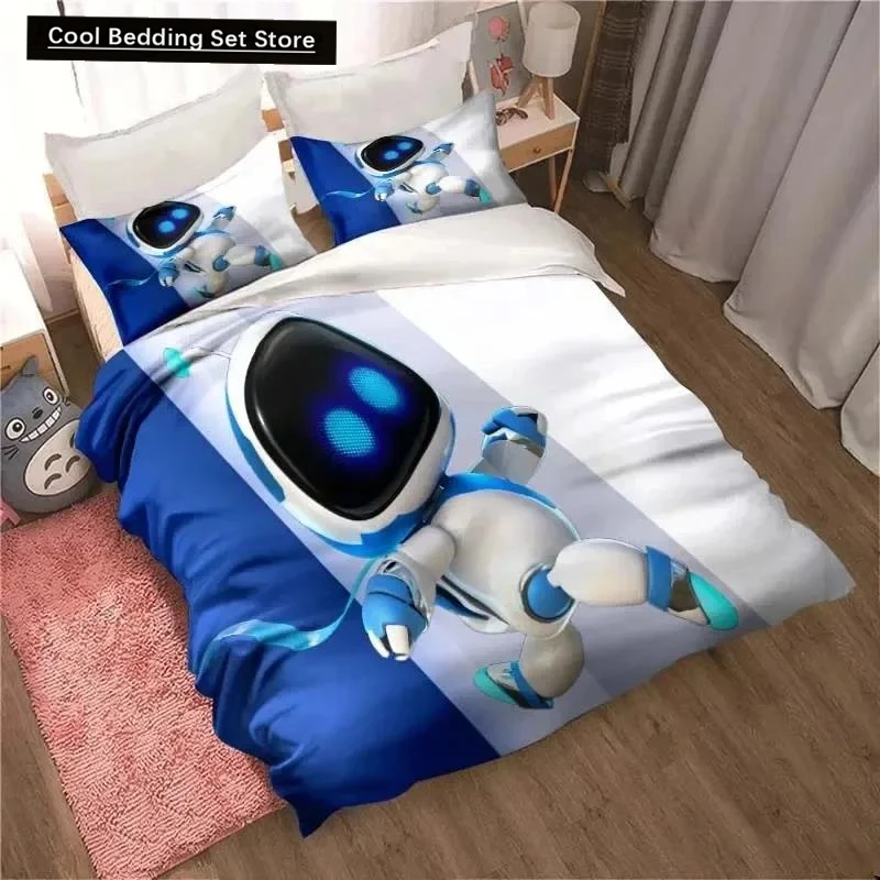 ASTRO BOT Cute Cartoon Bedding Set Duvet Set Single Double Bed King Size Bed Set Adult boys Bedroom Duvet Cover Pillow Case