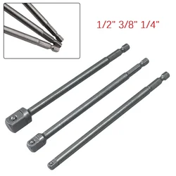 1/4'' Hex Shank Drill Socket Adapter Kit For Impact Drill Extension Bar Bit Socket 1/4'' 3/8'' 1/2'' Square Head Drill Tools