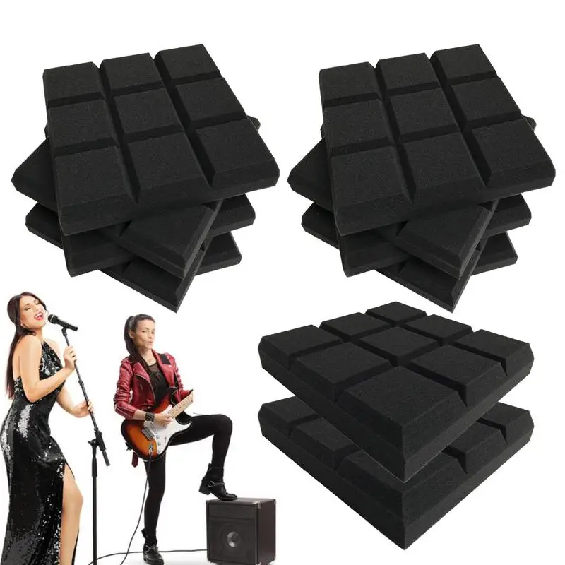 Acoustic Foam Wedges 12x12x2inch Acoustic Foam Panels Sound Proof Padding For Echo Bass Isolation Adhesive Foam Panel Wedges For