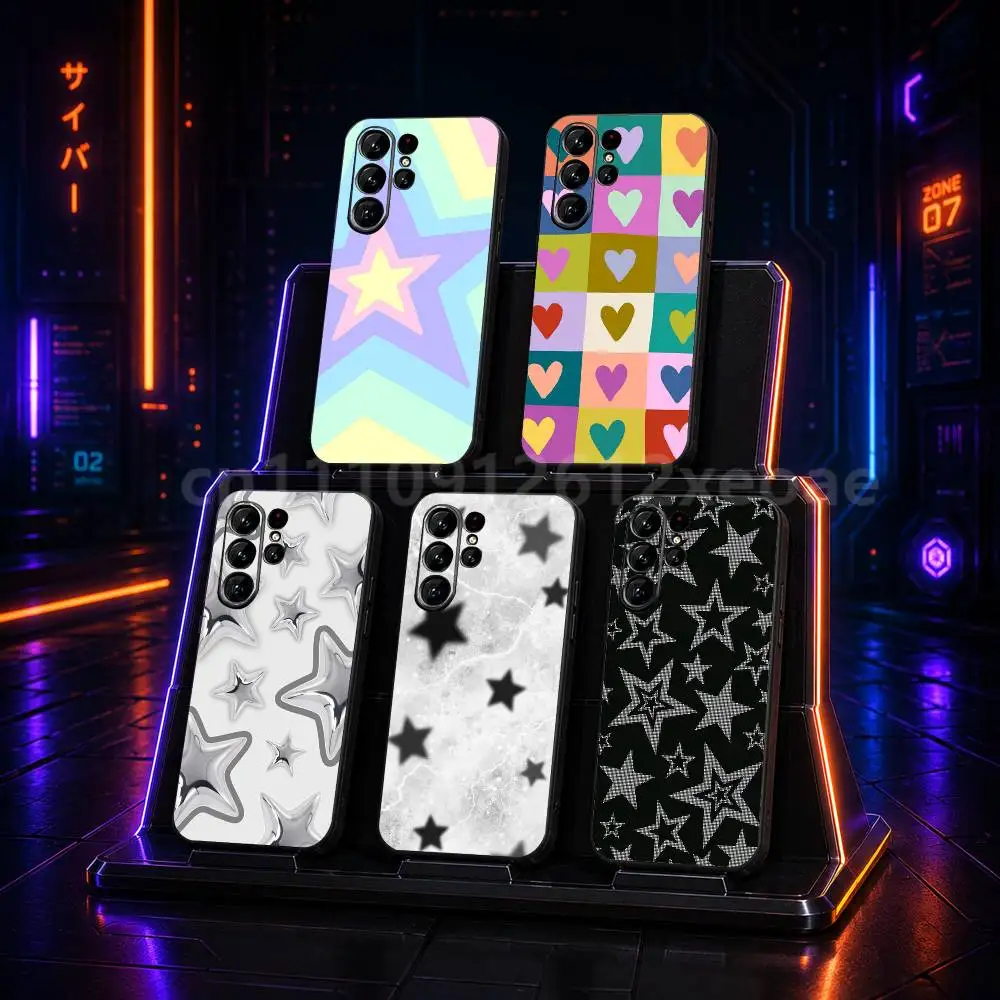 Colorful star pattern Black TPU Shockproof Case For Samsung Galaxy S21 S23 S25 S20 S22 S24 S26 S30 Plus Ultra