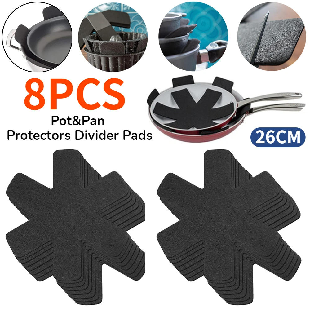 

8pcs Pot Pan Protectors Divider Pads Non-stick Hot Pot Dividing Protector Pad to Prevent Scratching Separate Protect Surfaces