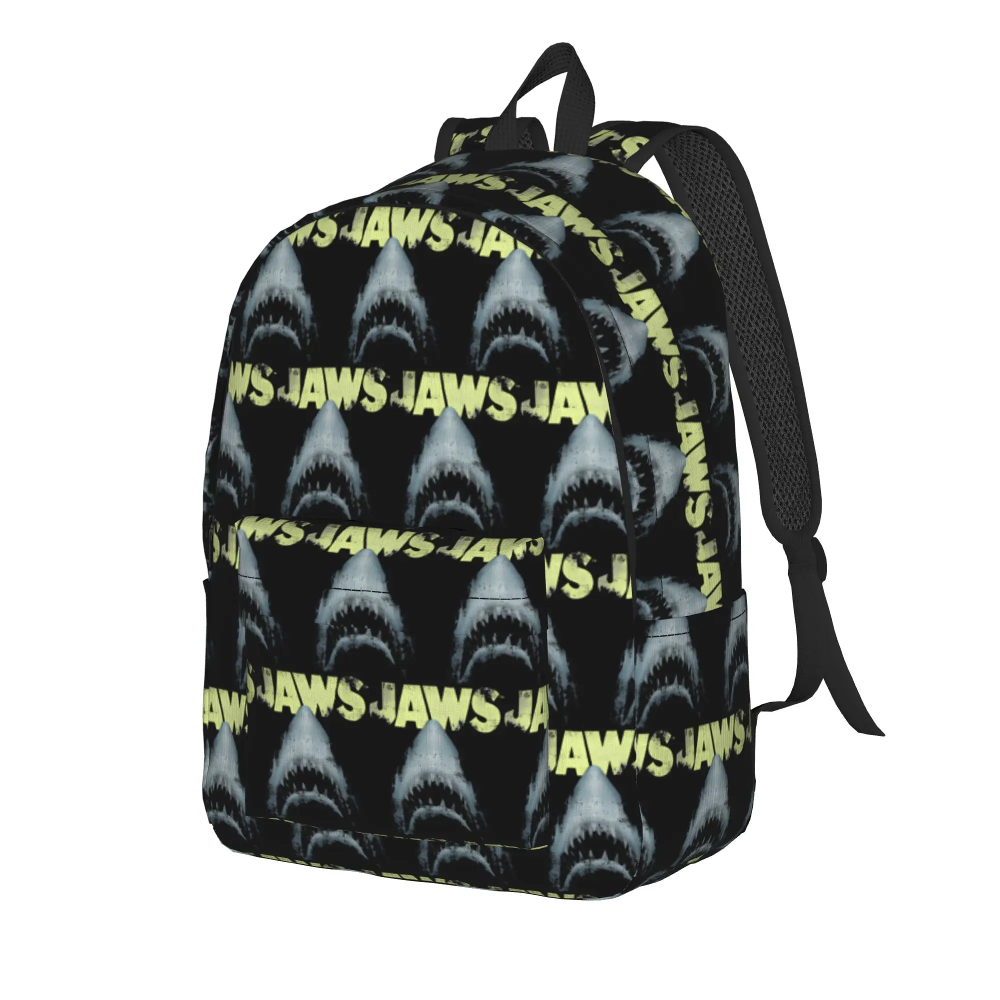 Jaws Photo Negative Distressed Poster Backpack Boy Girl Backpacks Polyester Streetwear School Bags Camping Designer Rucksack