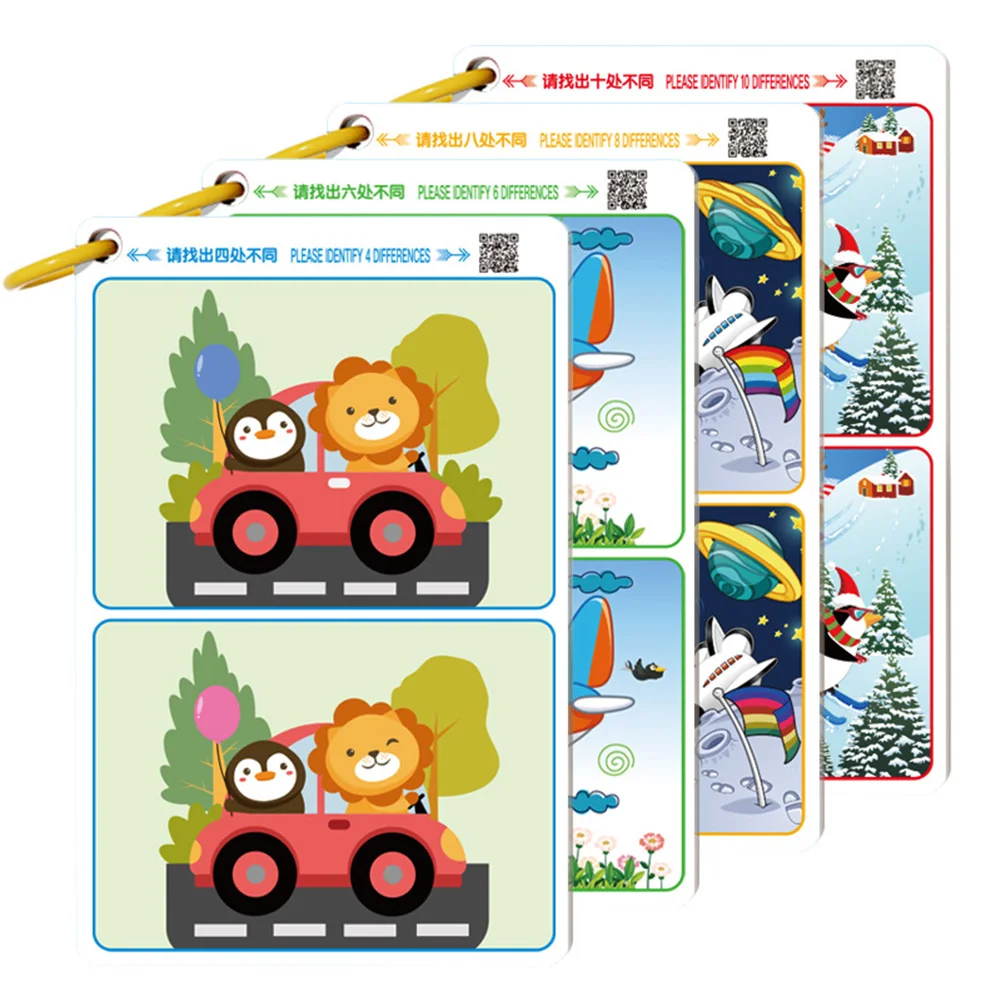 Un juego educativo de búsqueda de fallos, papel de limpieza reutilizable para tarjetas de entrenamiento de enfoque y atención, tarjeta de identificación de diferencias