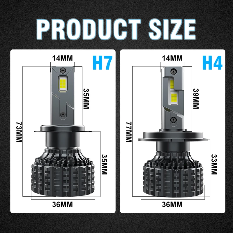2 قطعة H7 H11 Led Canbus H1 H4 H8 HB3 9005 HB4 9006 9012 عالية الطاقة 30000LM سيارة المصابيح الأمامية 4300K 6000K توربو أضواء الضباب
