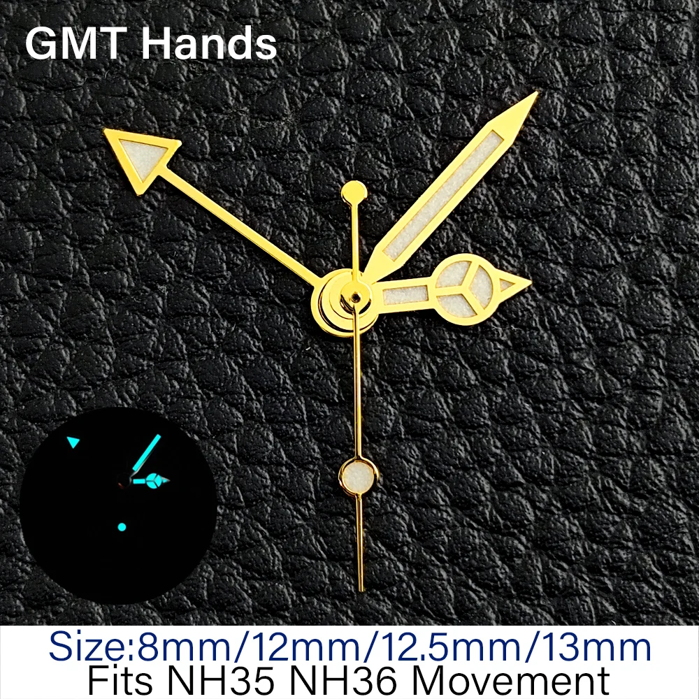 NH35 GMT Zeiger Blau/Grün Leuchtend Silber/Gold/Roségold Passend für NH34 NH35 NH36 Uhrwerk Uhrenteile für Herren-Armbanduhren Zubehör – Detail 6