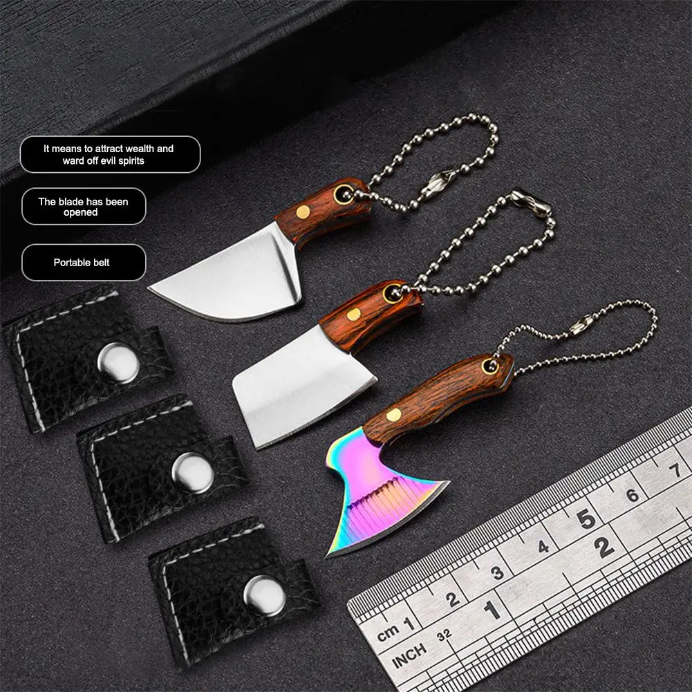 Portable Mini Knife Demolition Express Knife Collection Kitchen Keychain Knife Outdoor Tool With Leather Case Hanging Cutting