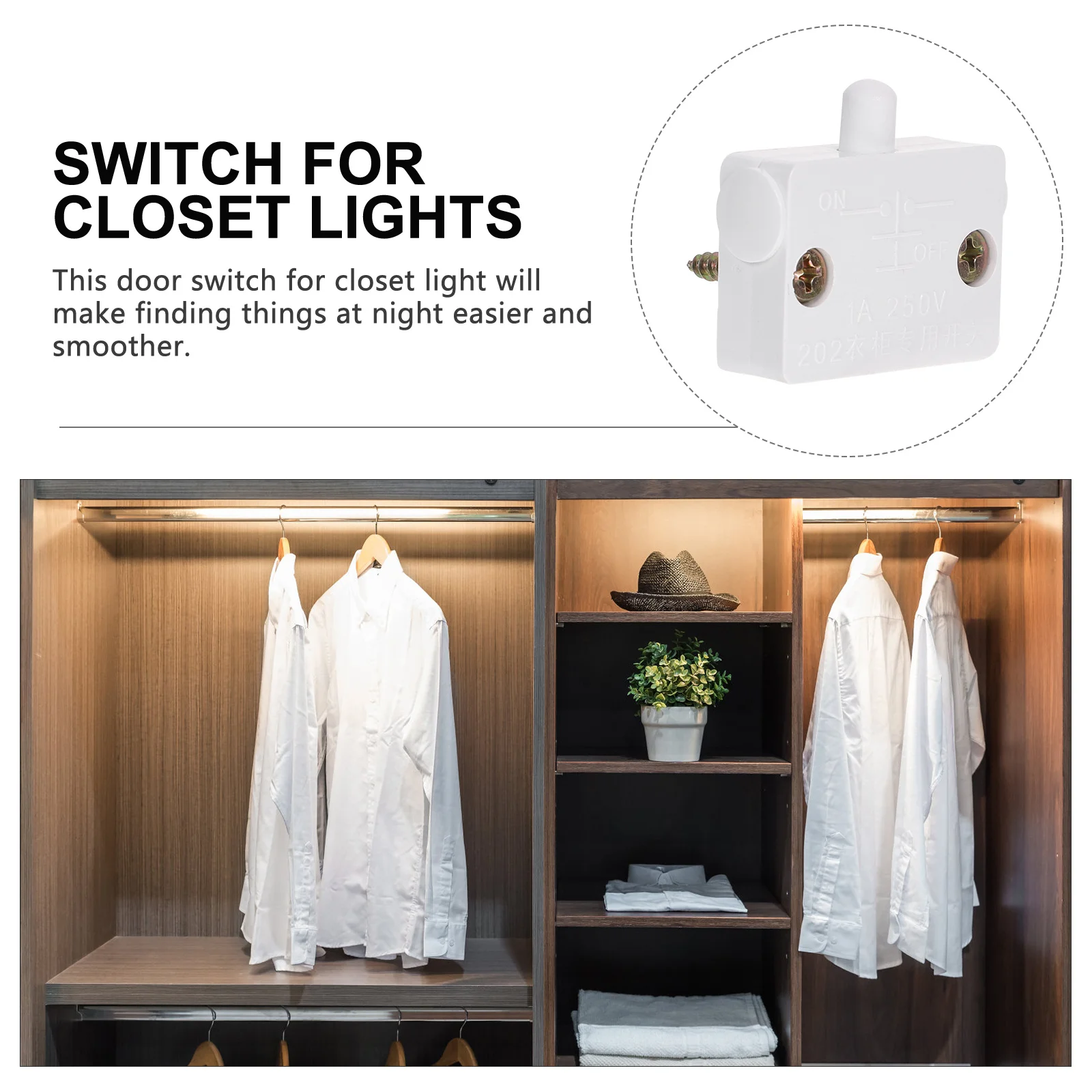 

6Pcs Door for Closet Light Easy Install Automatic Light Control Cabinet Off Switch Door for Cabinet Lights