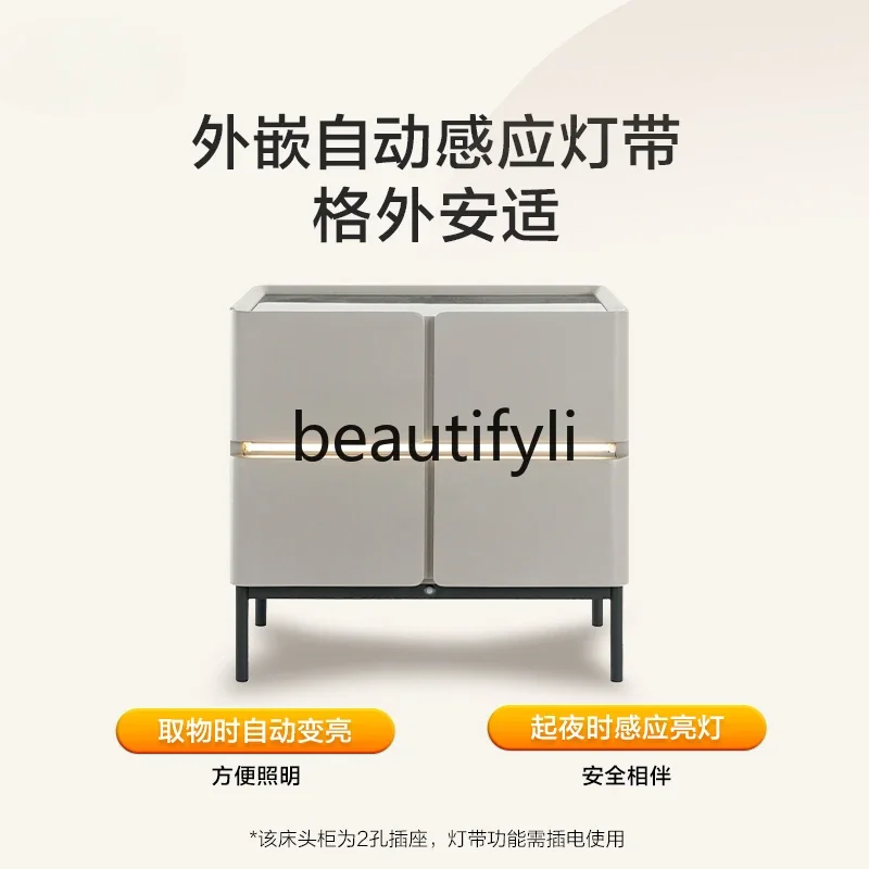 Modern simple double drawer storage solid wood bedside table