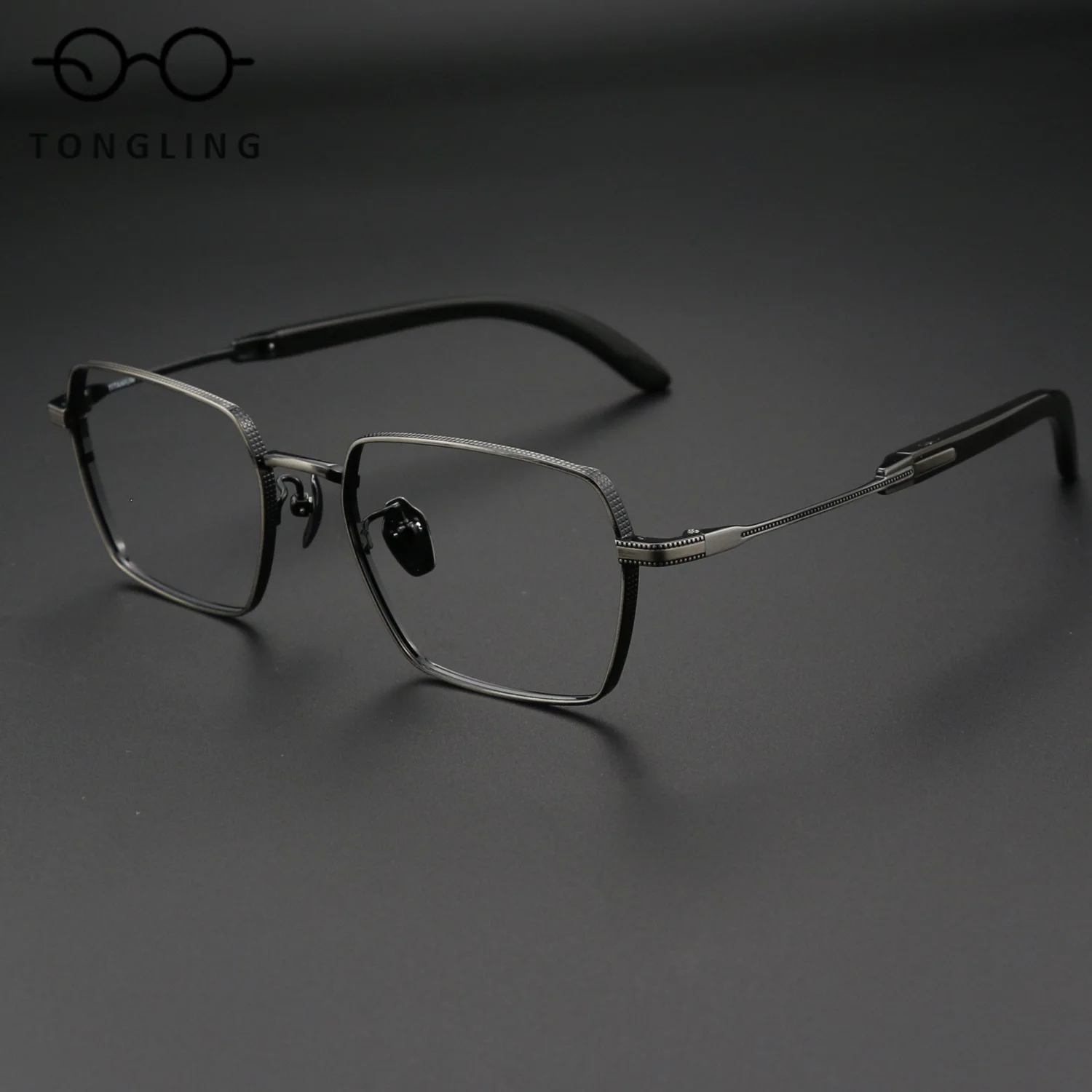 Vintage high-grade sense of irregular glasses frame pure titanium men Buffalo Horn big face can be matched with myopia glasses