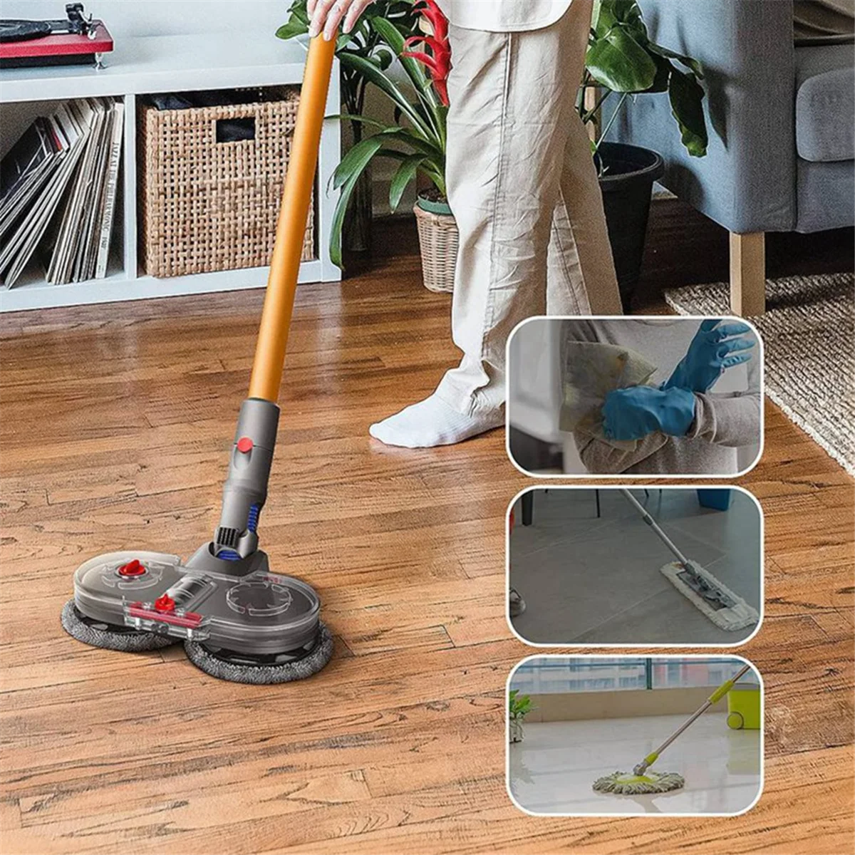 Kit de cabeça de esfregão elétrico para Dyson V10 Slim/V12 Detect Slim Peça de aspirador de pó Acessório de esfregão com pano de reservatório de água