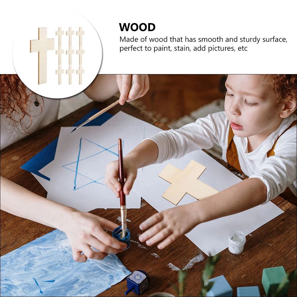 50 Pcs Unfinished Wooden Cutouts DIY Home Decors Ornament Graffiti Chips Poplar Child