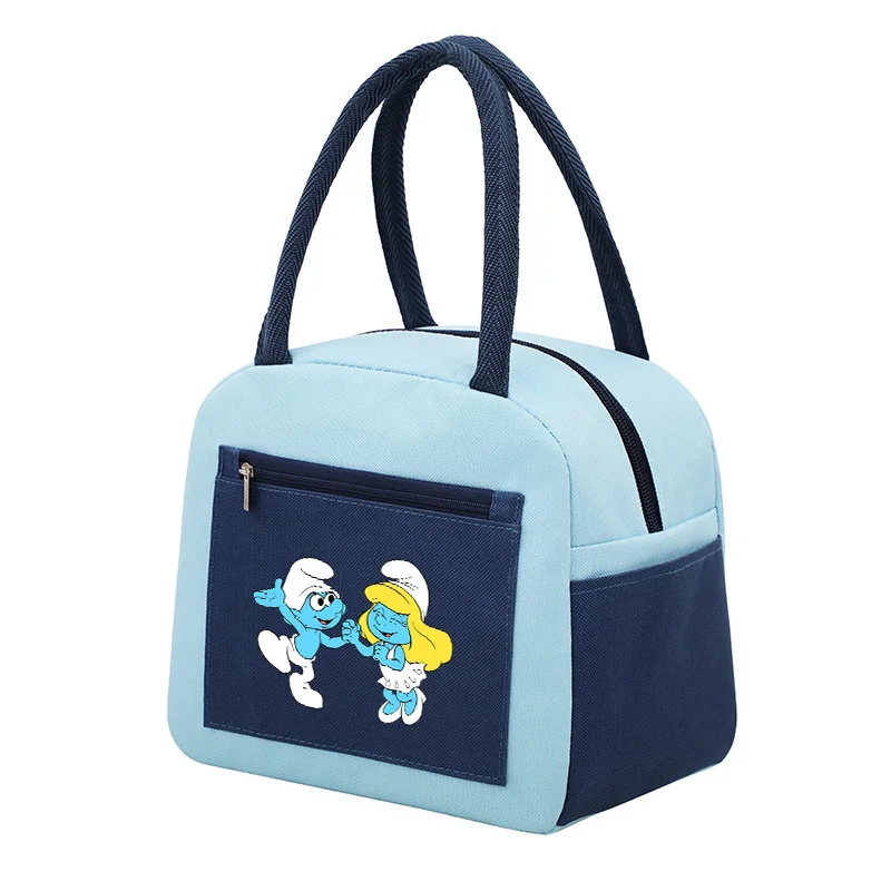 Smurfs Borsa per il pranzo Figura di cartone animato Stampata Confezione termica isolata Borsa portatile per riporre bevande alimentari Borse per