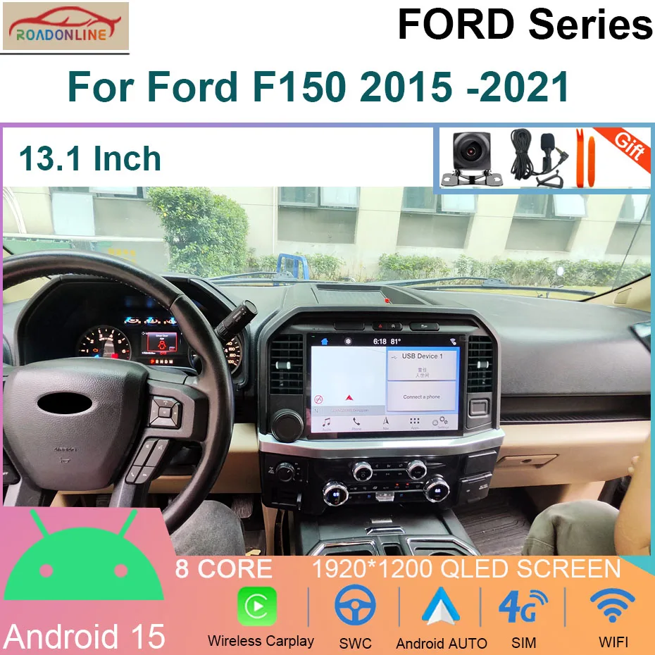 

New model 13.1INCH Android 15 Car Radio For Ford F150 2015 -2021 CarPlay GPS Navigation MultiMedia Video Player WIFI 4G