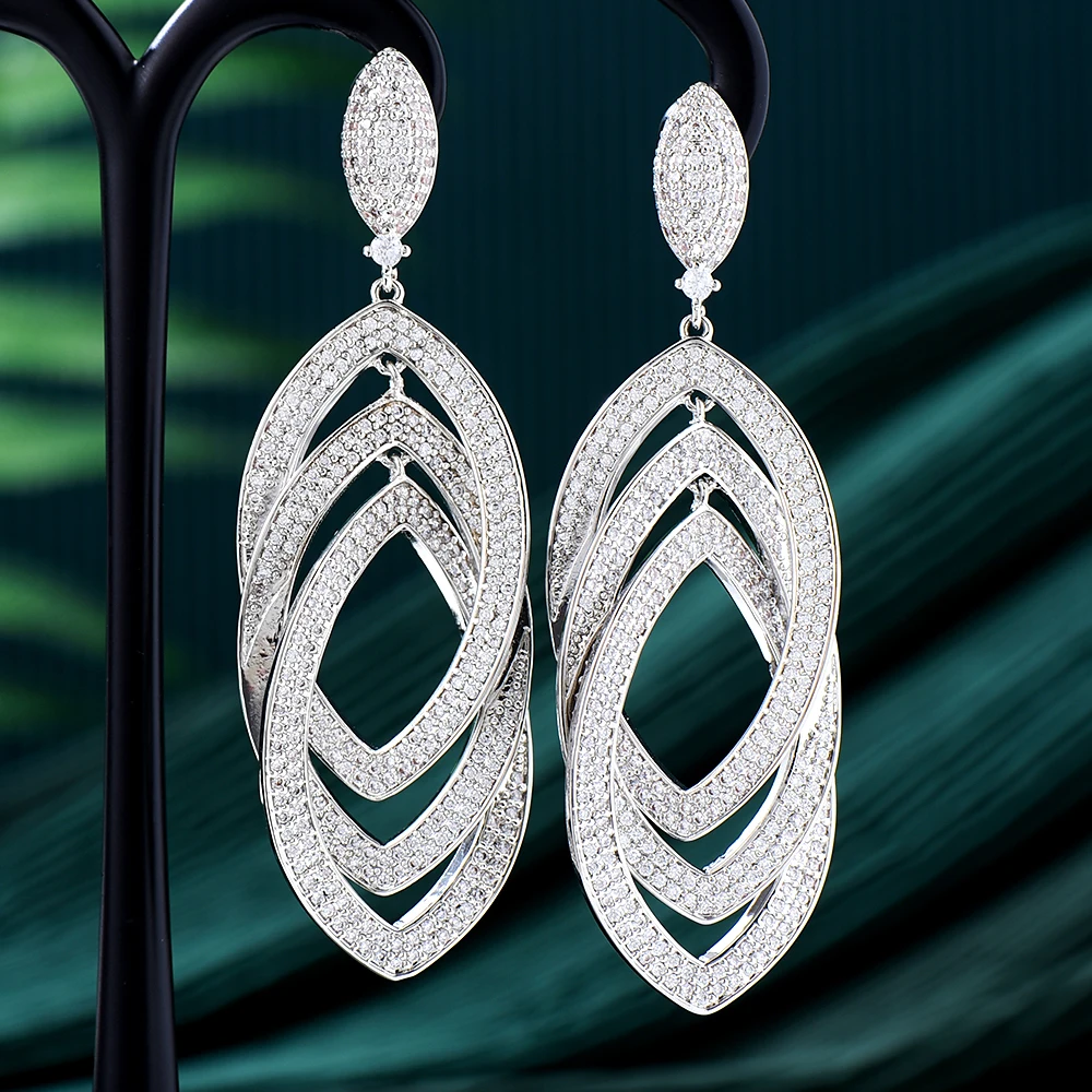 

Kellybola Luxury Circle Pendant Earrings For Women Wedding Party CZ Dubai Bridal Earrings boucle d'oreille femme Trendy Jewelry