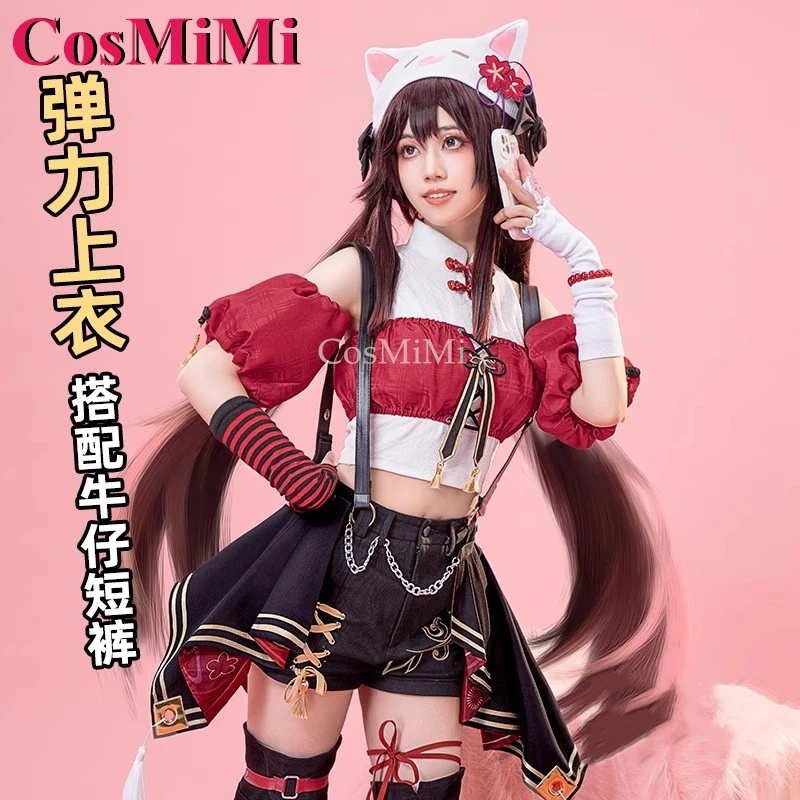 CosMiMi Hu Tao Cosplay gra Genshin Impact kostium produkt pochodny fajny piękny kombinezon codzienny strój rekreacyjny modna odzież