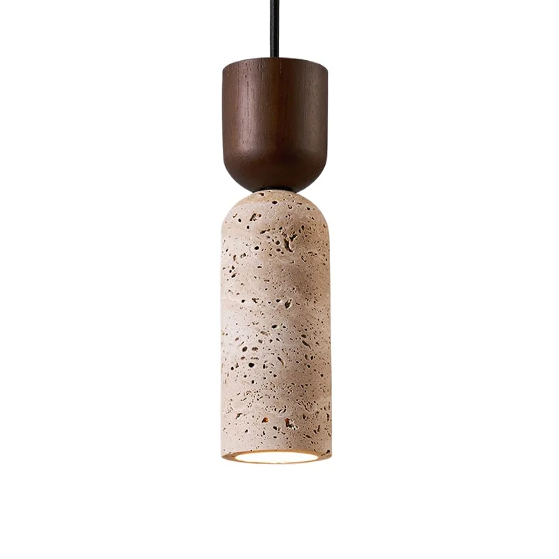 Żółta lampa wisząca w stylu japońskim Wabi-Sabi z trawertynu, oświetlenie wiszące z kamienia jaskiniowego do wyspy kuchennej, sypialni, salonu, dekoracja — Zdjęcie 2 z 2