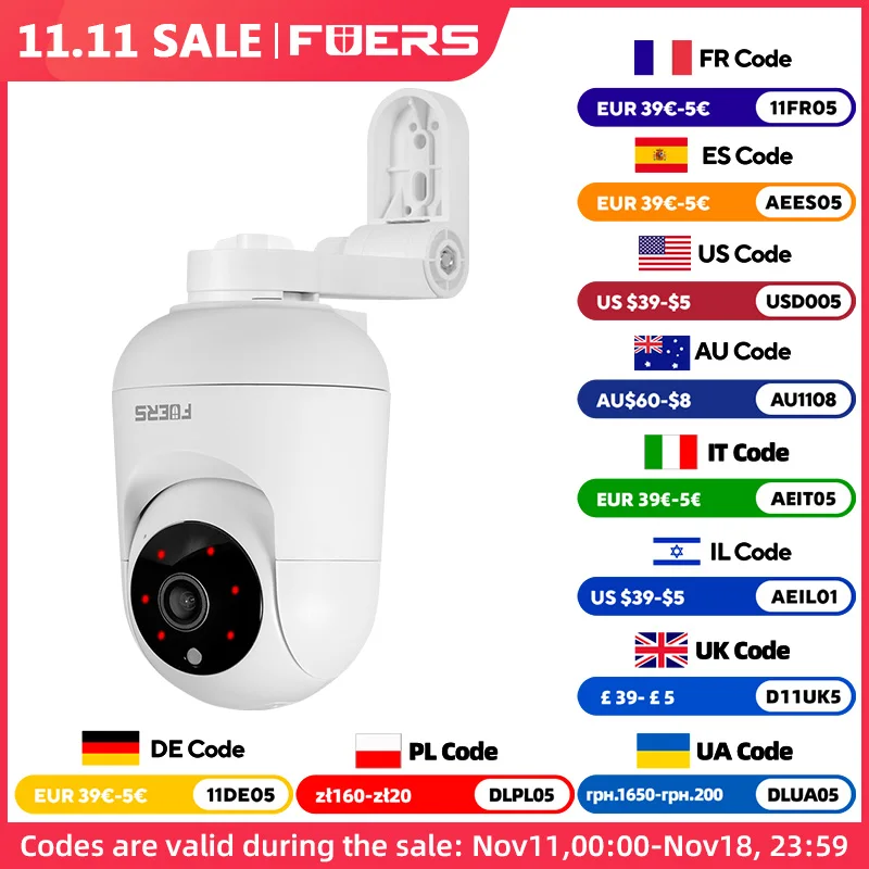 FUERS 4K 8MP WiFi IP Camera With Adjustable Bracket Tuya Smart Home Security Wireless Surveillance Camera Baby Monitor Mini Cam