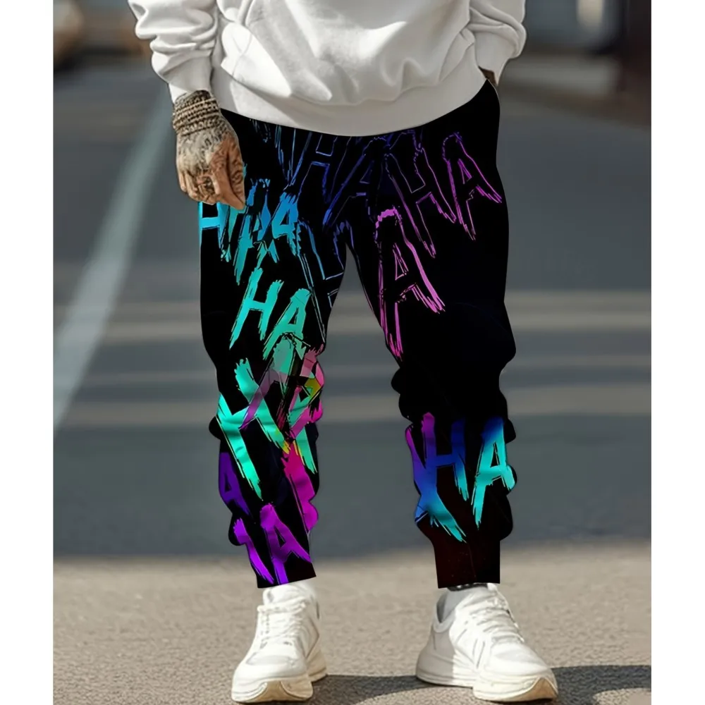Abstract Graffiti Print Street Pants Men's Side Pockets Elastic Drawstring Sweatpants Joggers Pants For Men Casual Trousers Fall