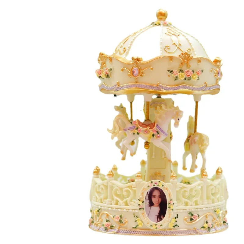 Creative Music Box with Lift Carousel for Girlfriend, Friends Gifts, Can Print Photos