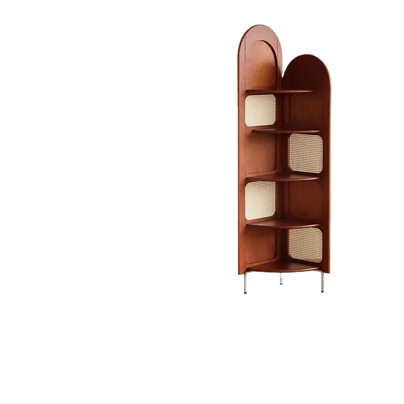 

Solid wood corner cabinet, living room triangle cabinet, corner rack, retro rattan bedroom corner cabinet