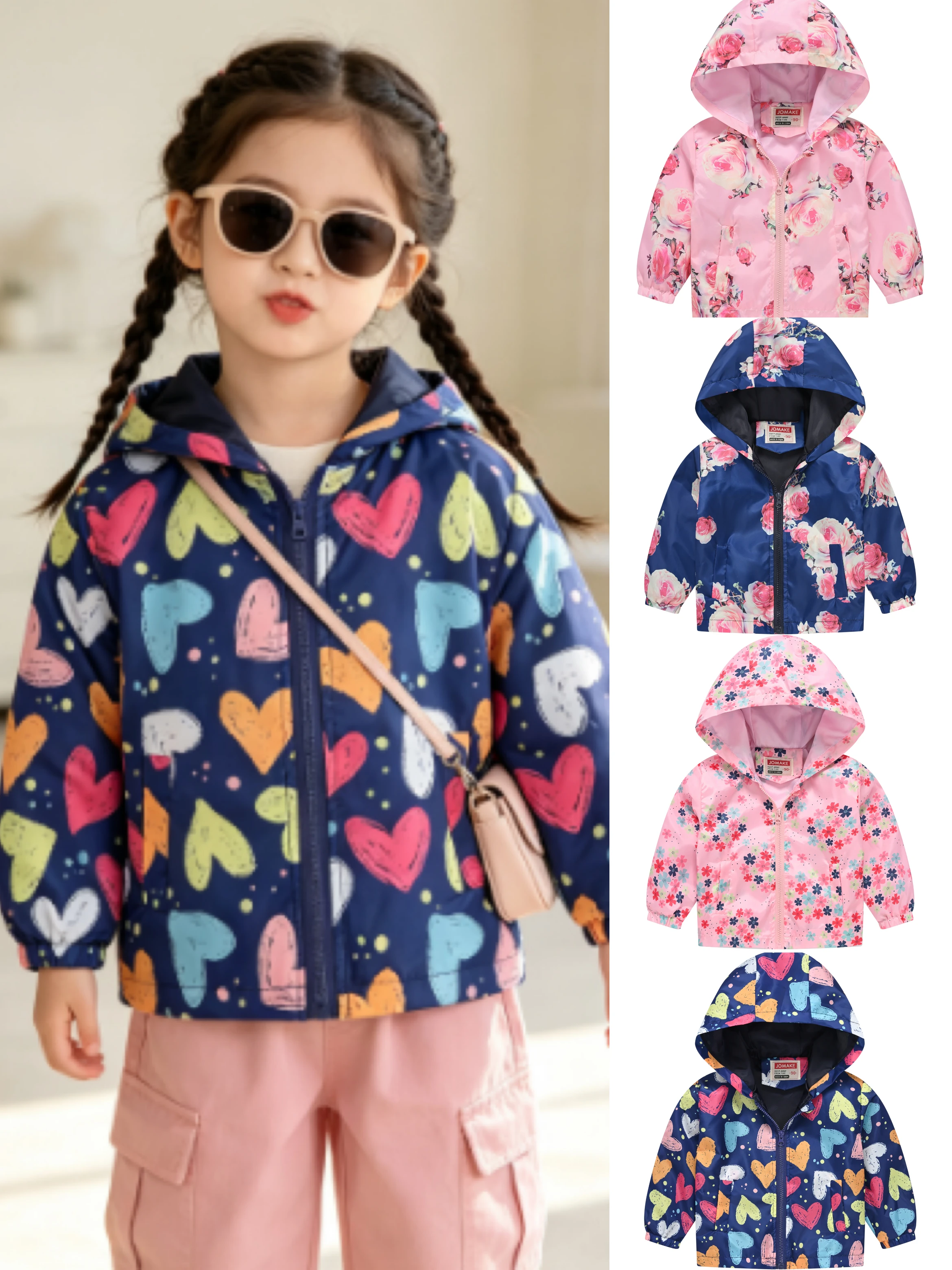 Spring and Autumn Fashion Light and Thin Girl 1-7 Years Old Outdoor Hooded Short Jacket
