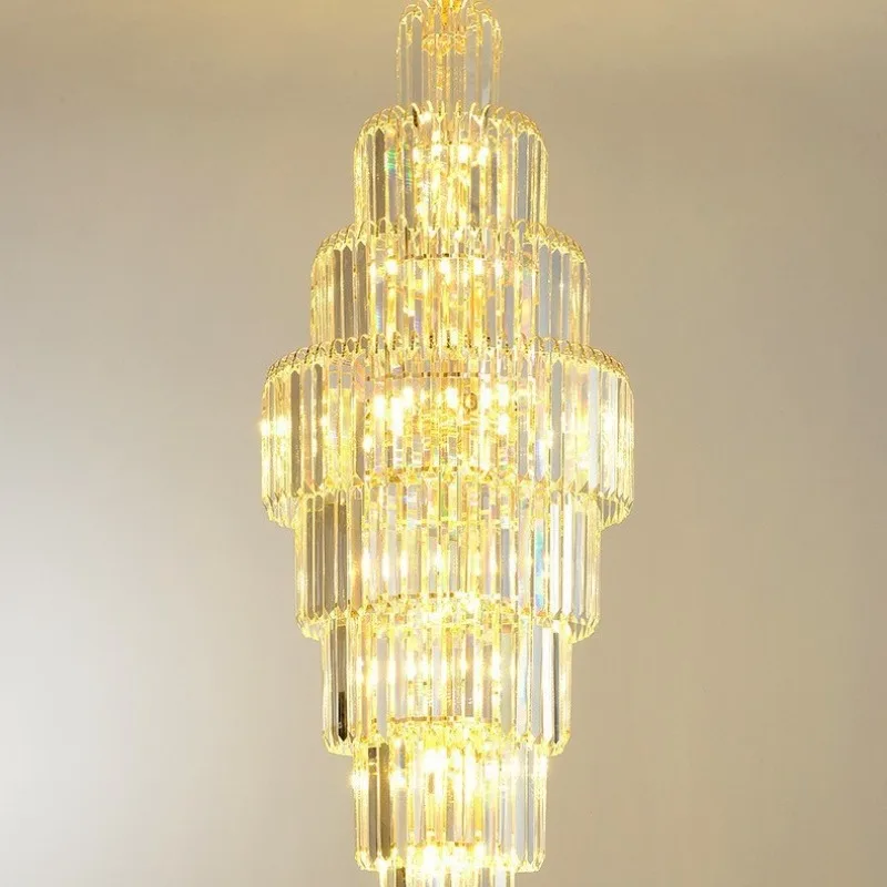 Duplex-Gebäude Kristall Wohnzimmer großer Kronleuchter postmoderner leichter Luxus-Sprungboden