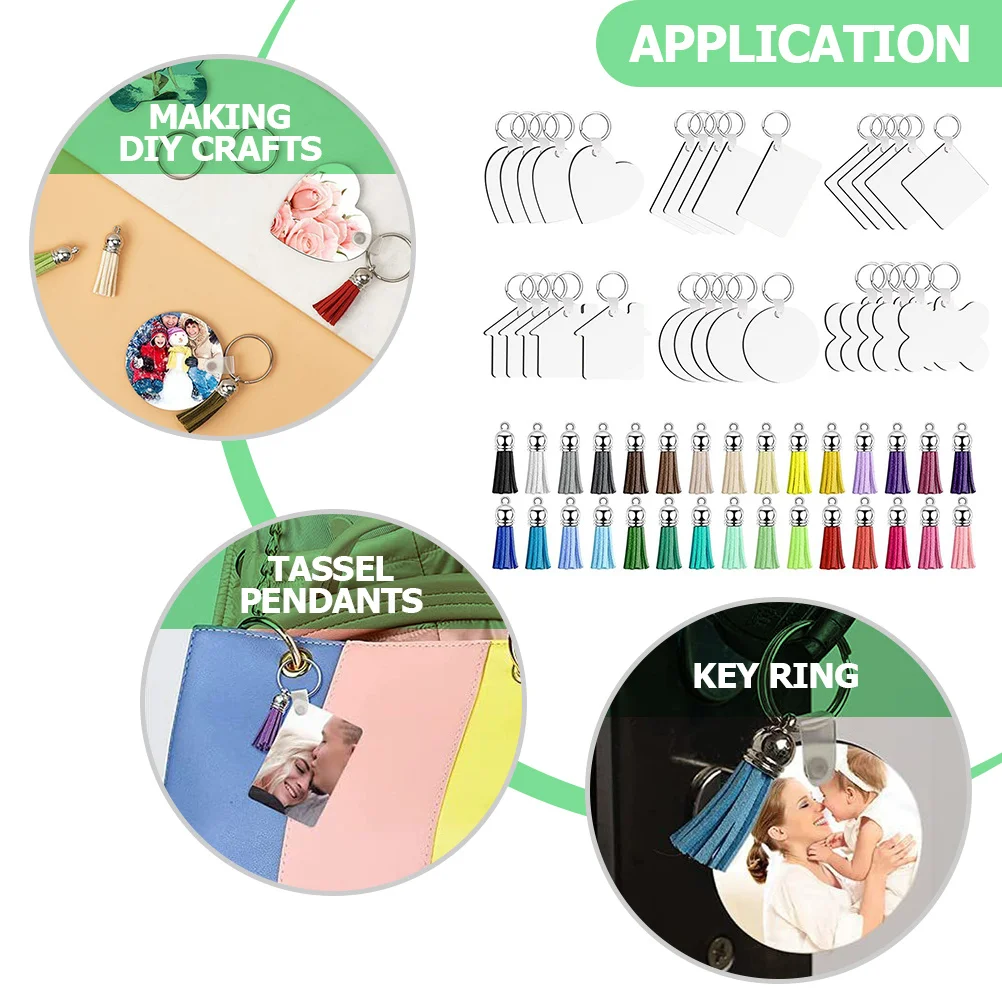 

30Sets Heat Transfer Keychain DIY Sublimation Blanks for Craft Projects Double-Sided Printable Portable Key Ring Accessories
