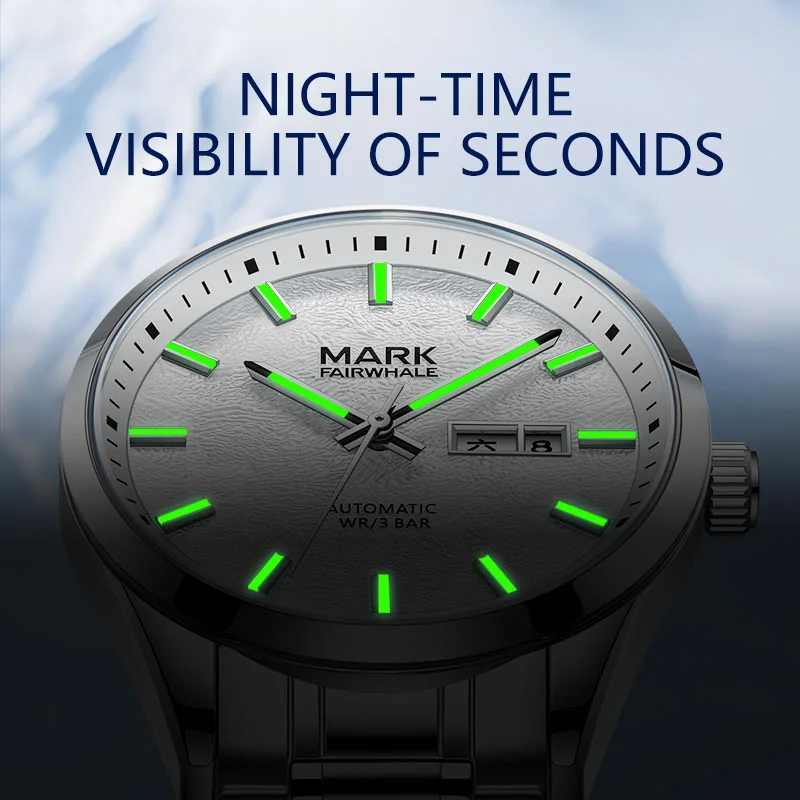 ساعة مارك فيرويل 6015 ميكانيكية أوتوماتيكية للرجال - ميزة تقويم الأعمال المضيئة المقاومة للماء